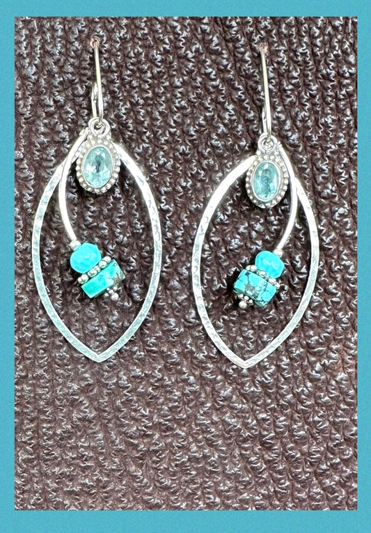 Turquoise with Blue Topaz Earrings
