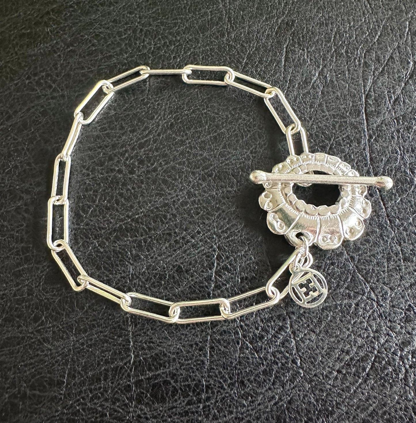 Artisan Flower and Paperclip Bracelet