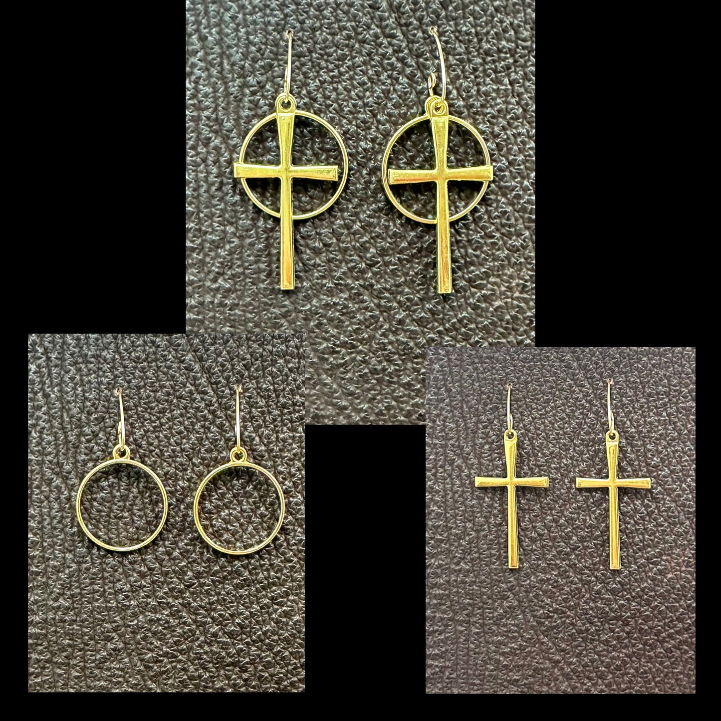 Gold Circle Cross Earrings