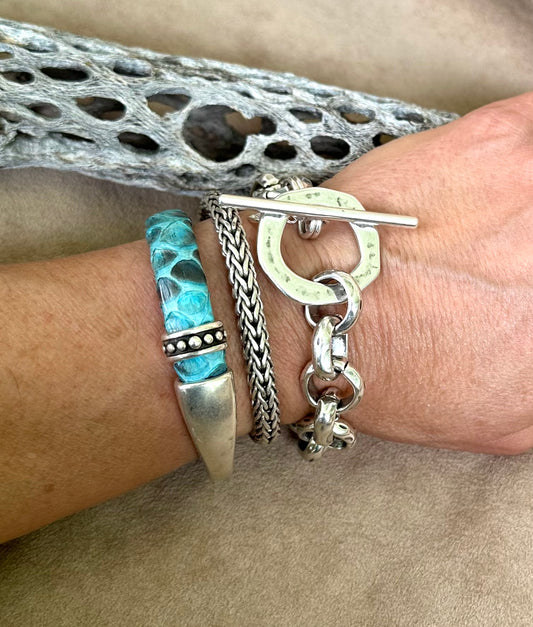 Turquoise Python Halfcuff Bracelet