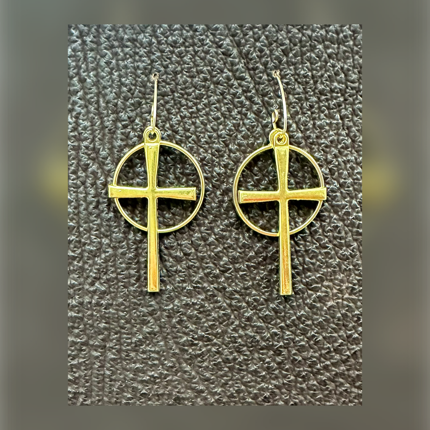 Gold Circle Cross Earrings