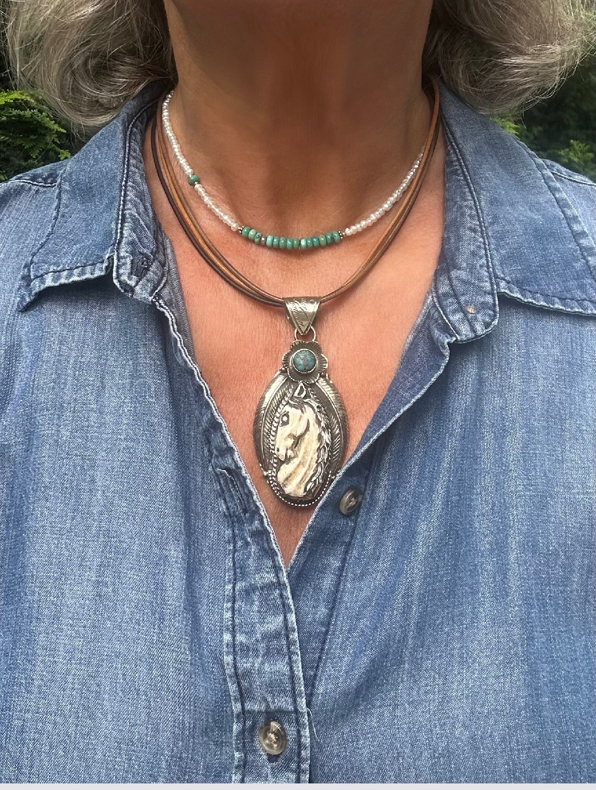 Western Carved Horse Necklace