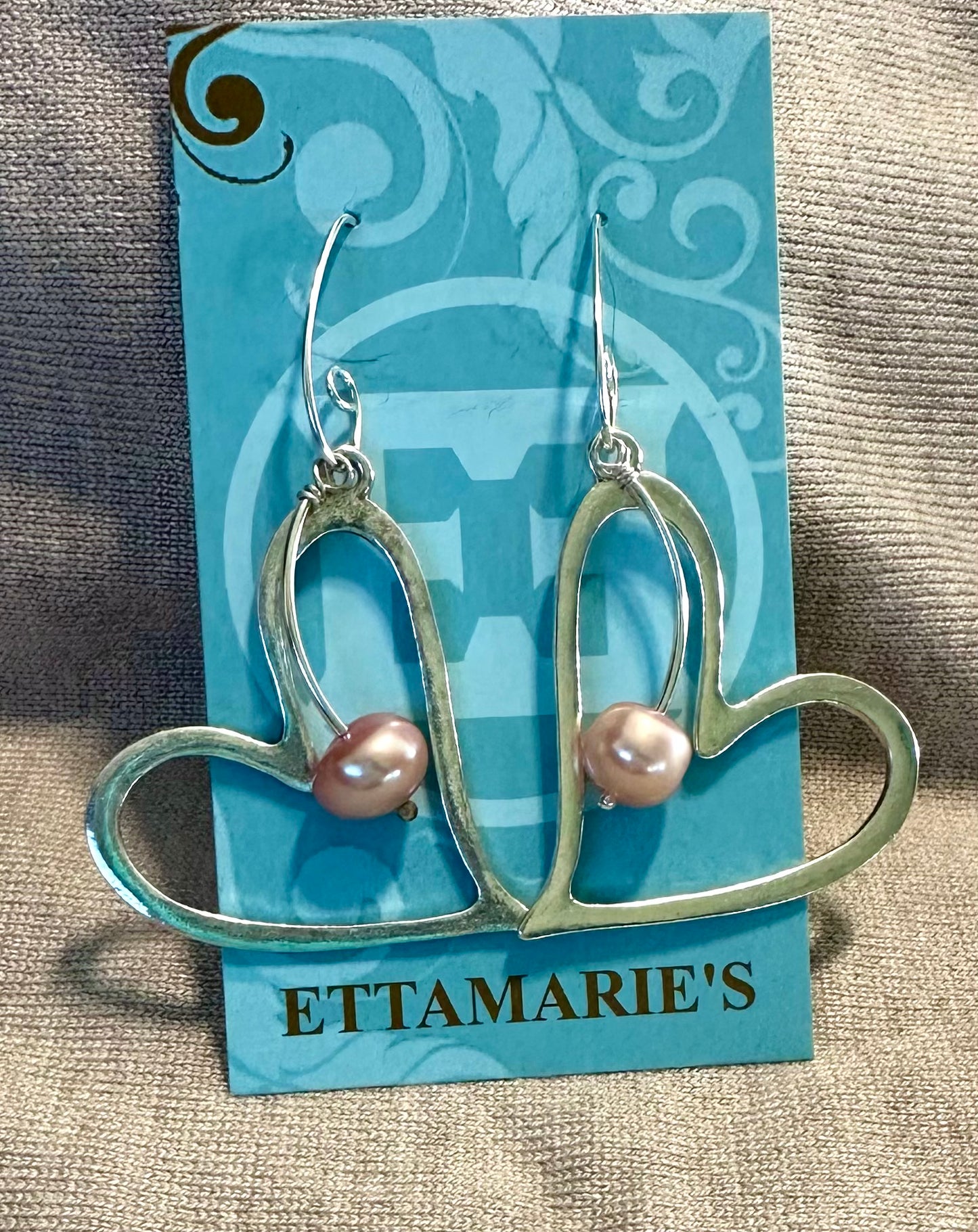 Pink Pearl & Heart Earrings