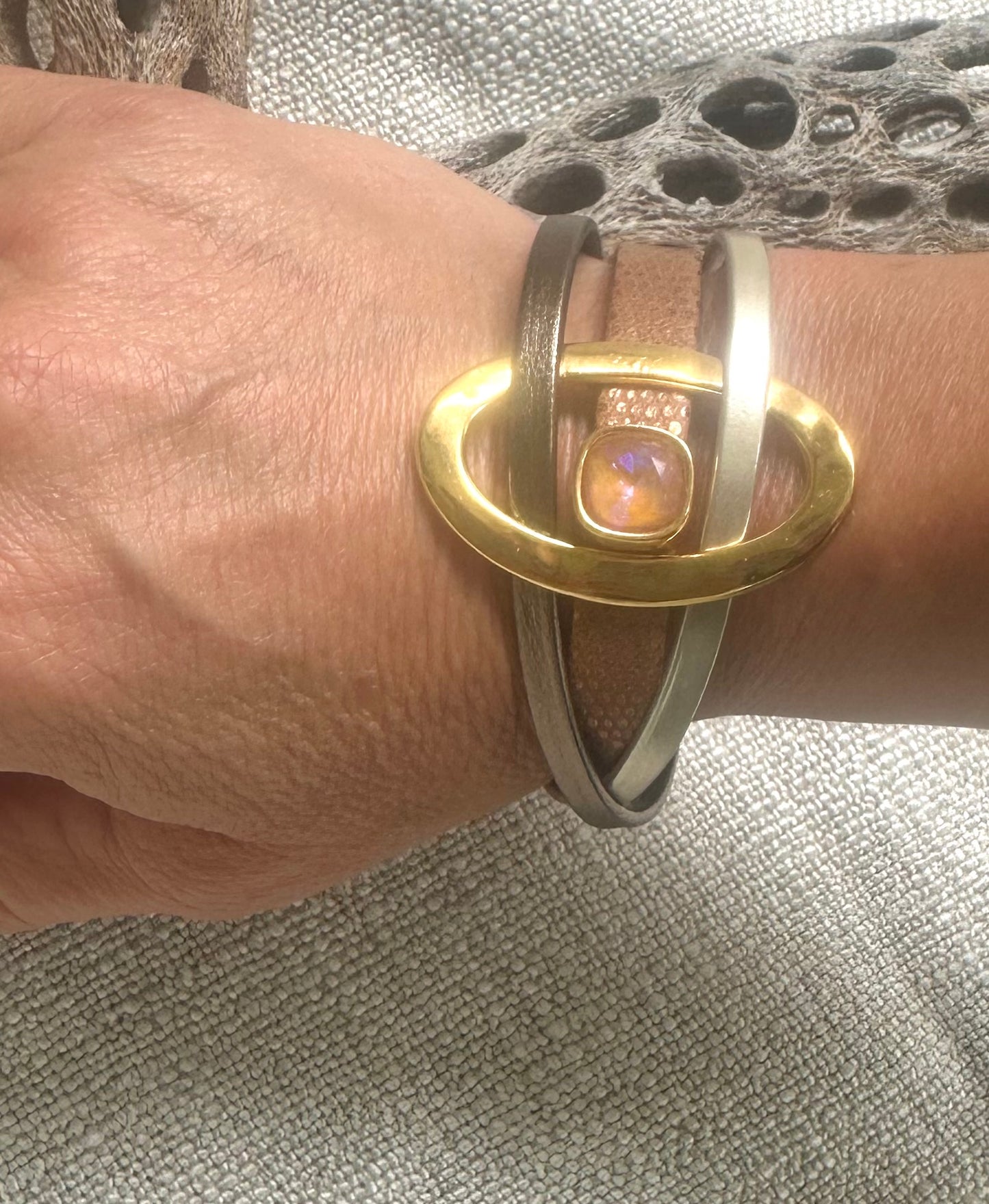 Caramel Golden Tone Medallion Bracelet