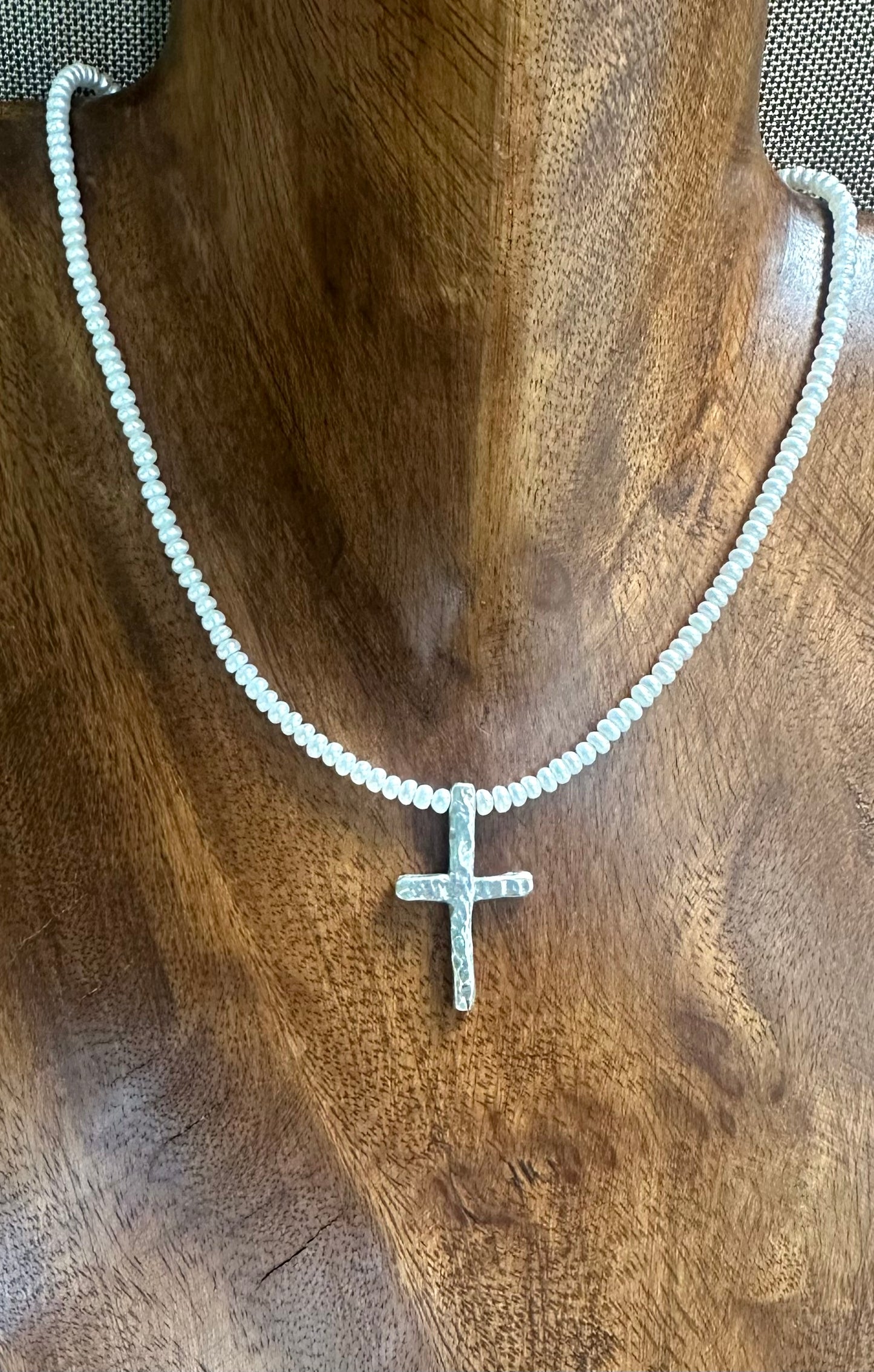 Pearl with Sterling Cross Necklaces
