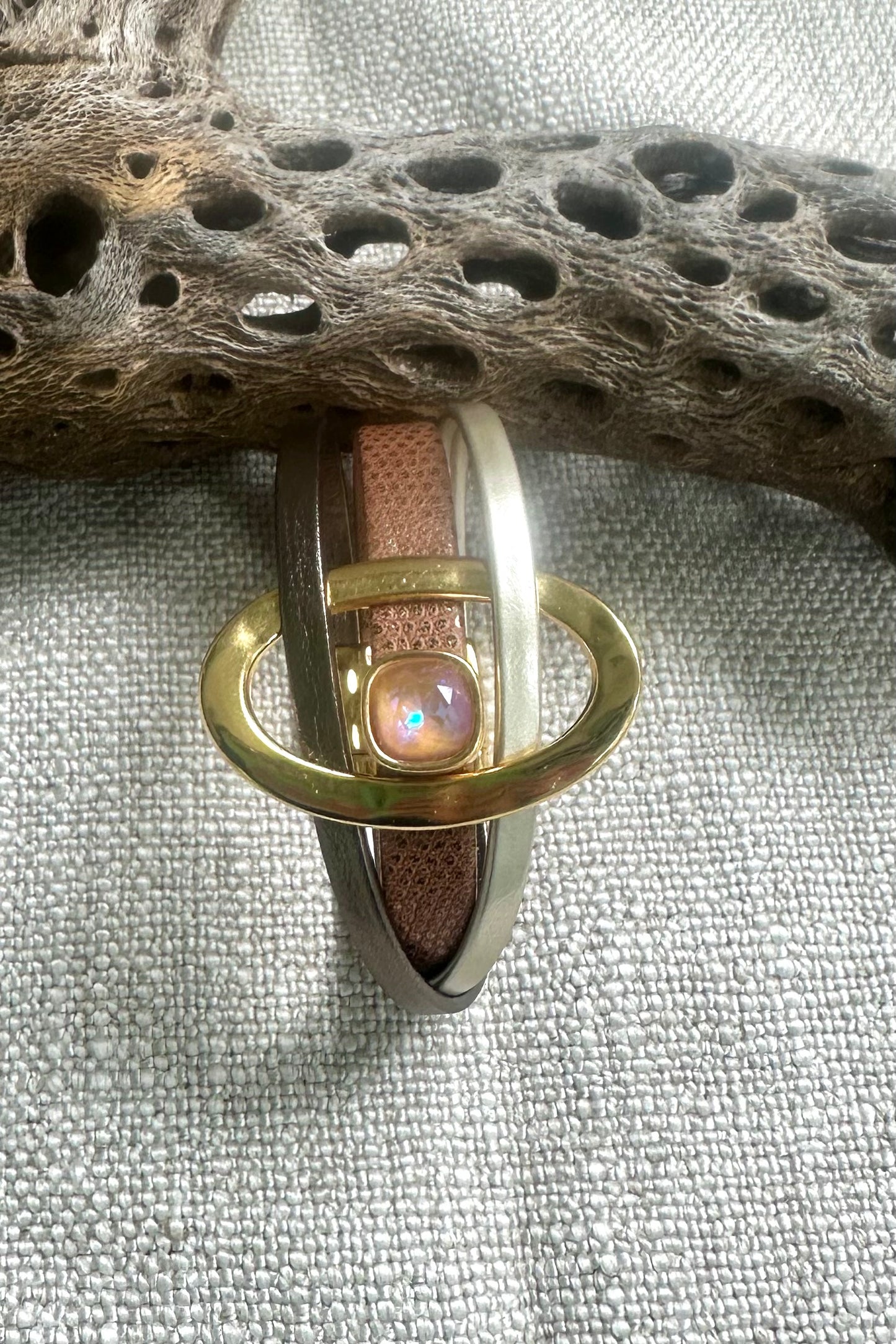 Caramel Golden Tone Medallion Bracelet