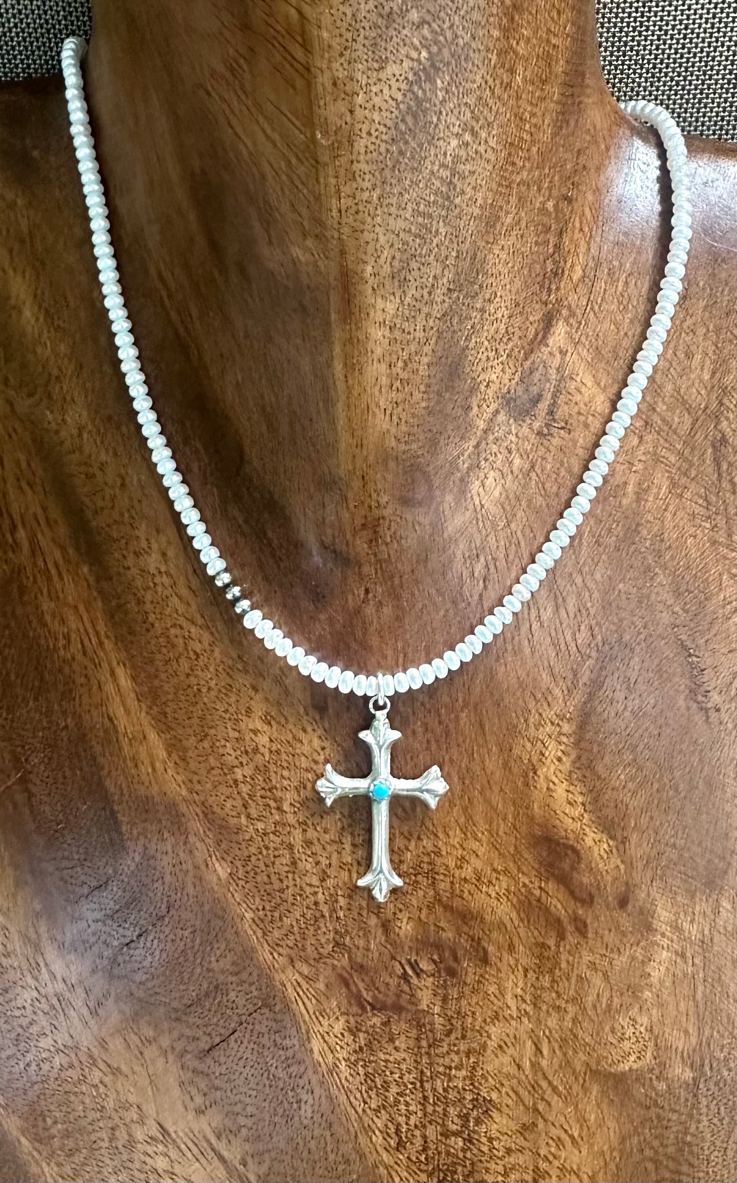 Pearl with Sterling Cross Necklaces