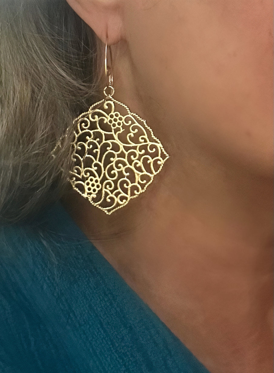 Golden Lace Drop Earrings