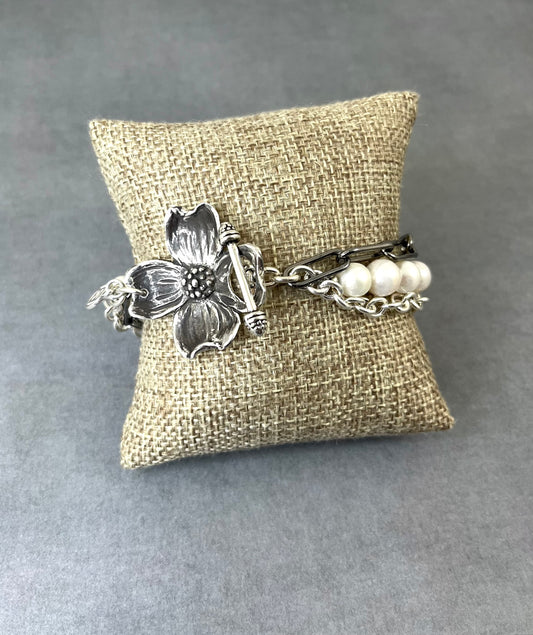 Dogwood Sterling and Pearl Bracelet