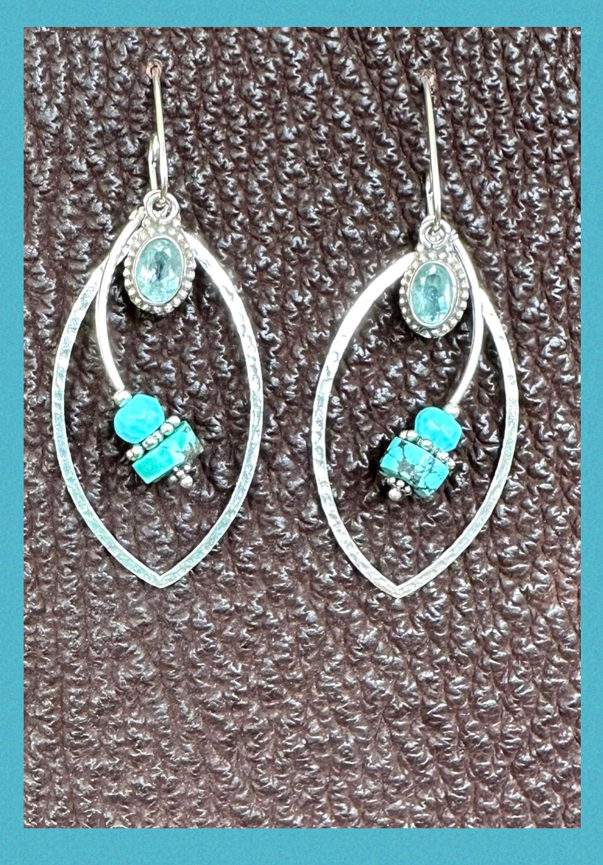 Turquoise with Blue Topaz Earrings