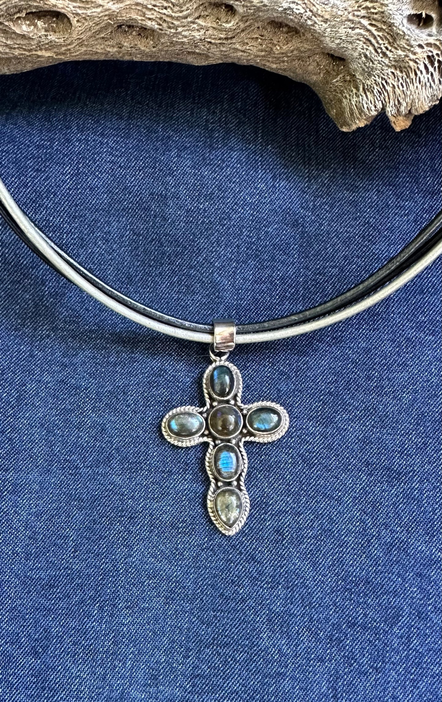 Sterling Labradorite Cross
