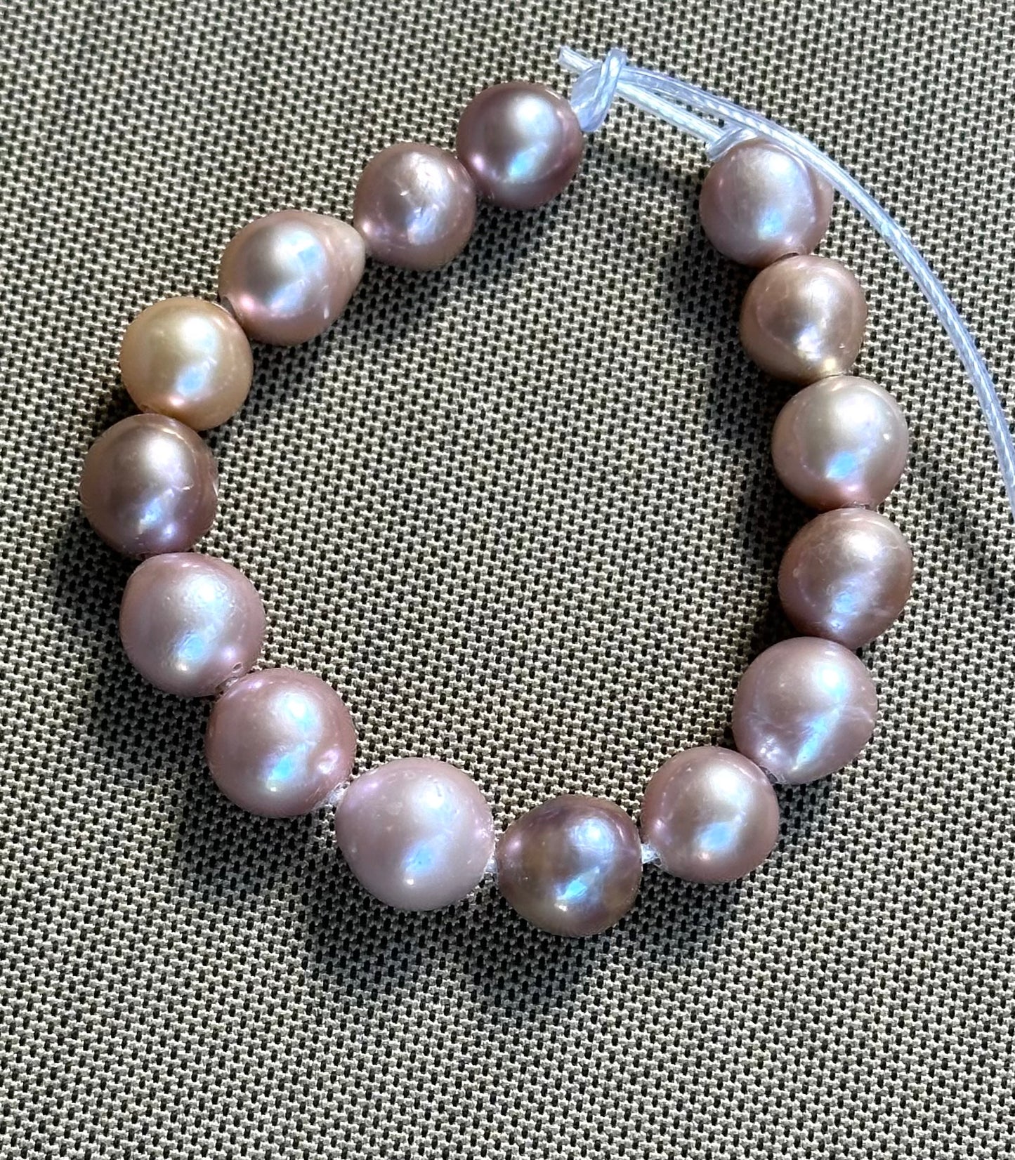 Natural Blush Pearl Necklace on Leather