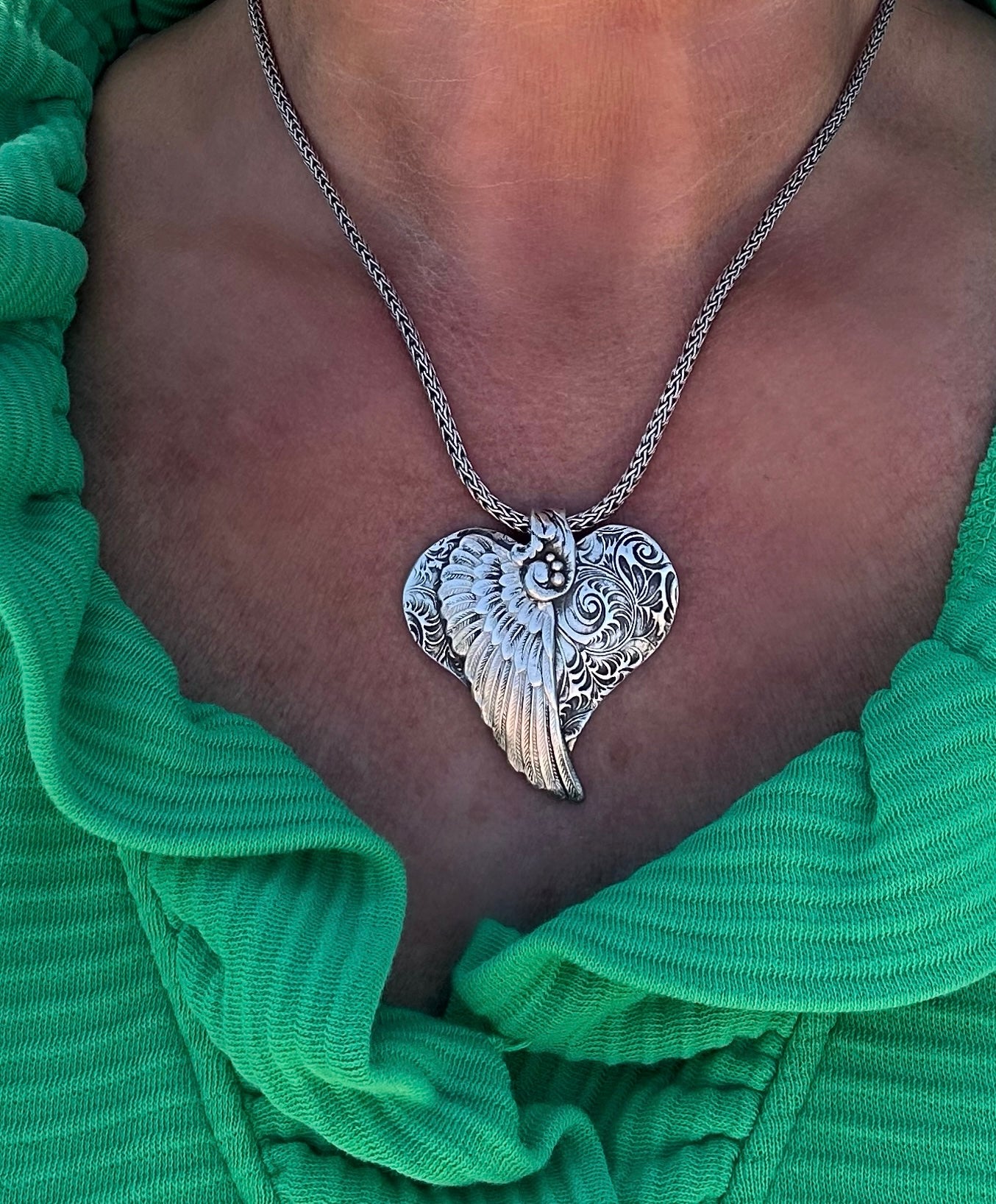 Artisan Heart with Wing Pendant