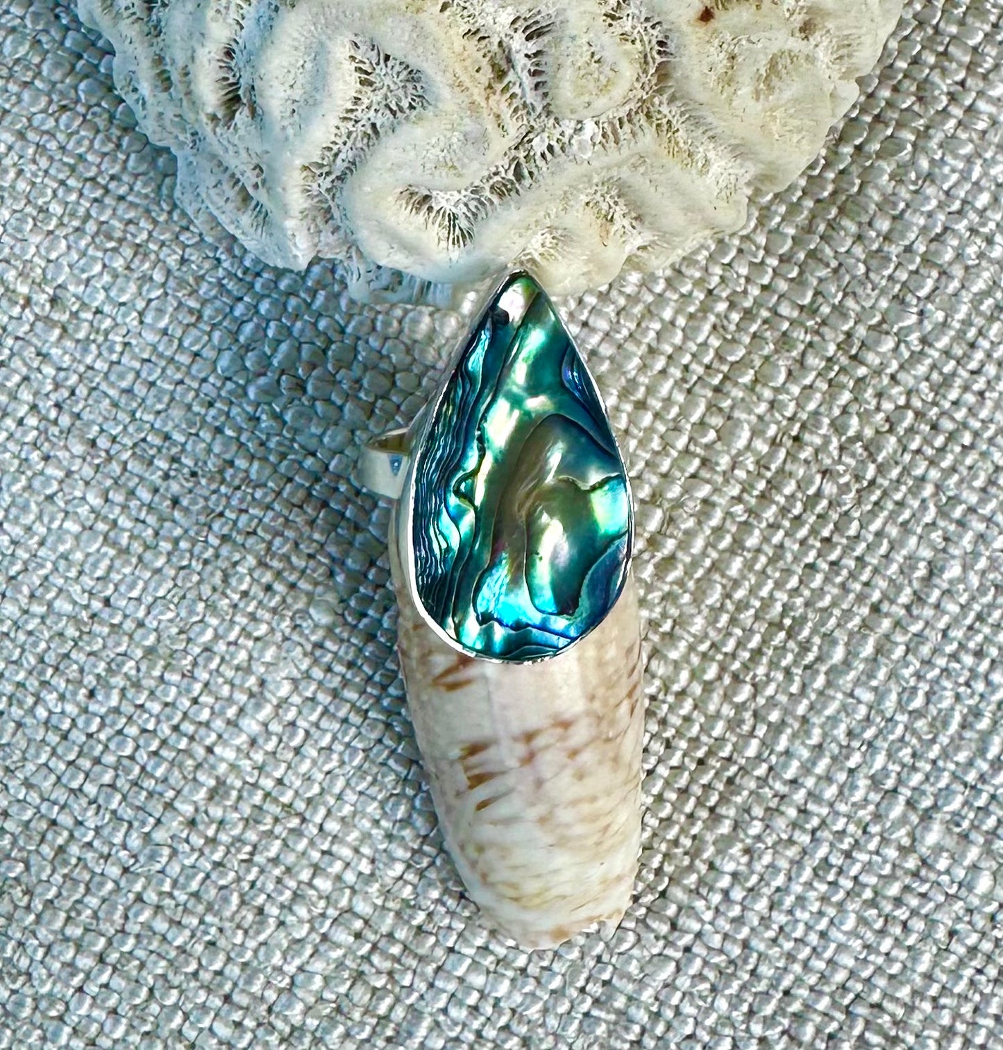 Teardrop Abalone Shell Ring