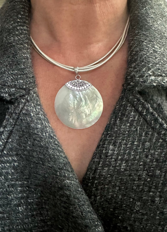 Mother of Pearl Medallion Necklace