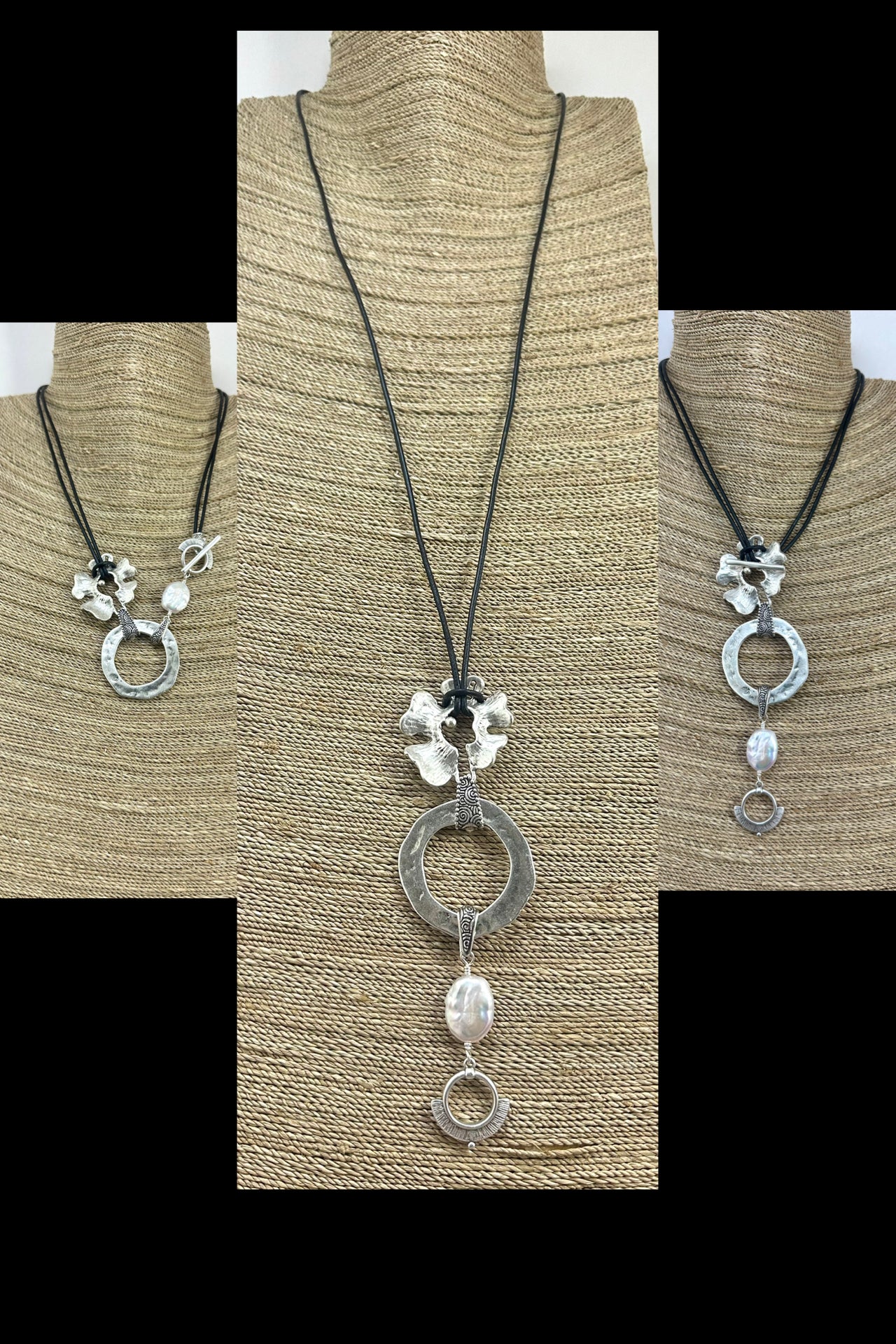 3 in 1 Necklace with Flower & Coin Pearl