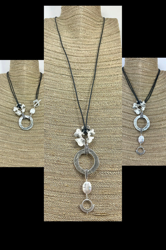 3 in 1 Necklace with Flower & Coin Pearl