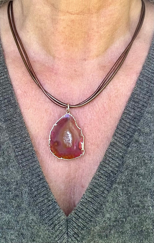 Rust Geode Necklace