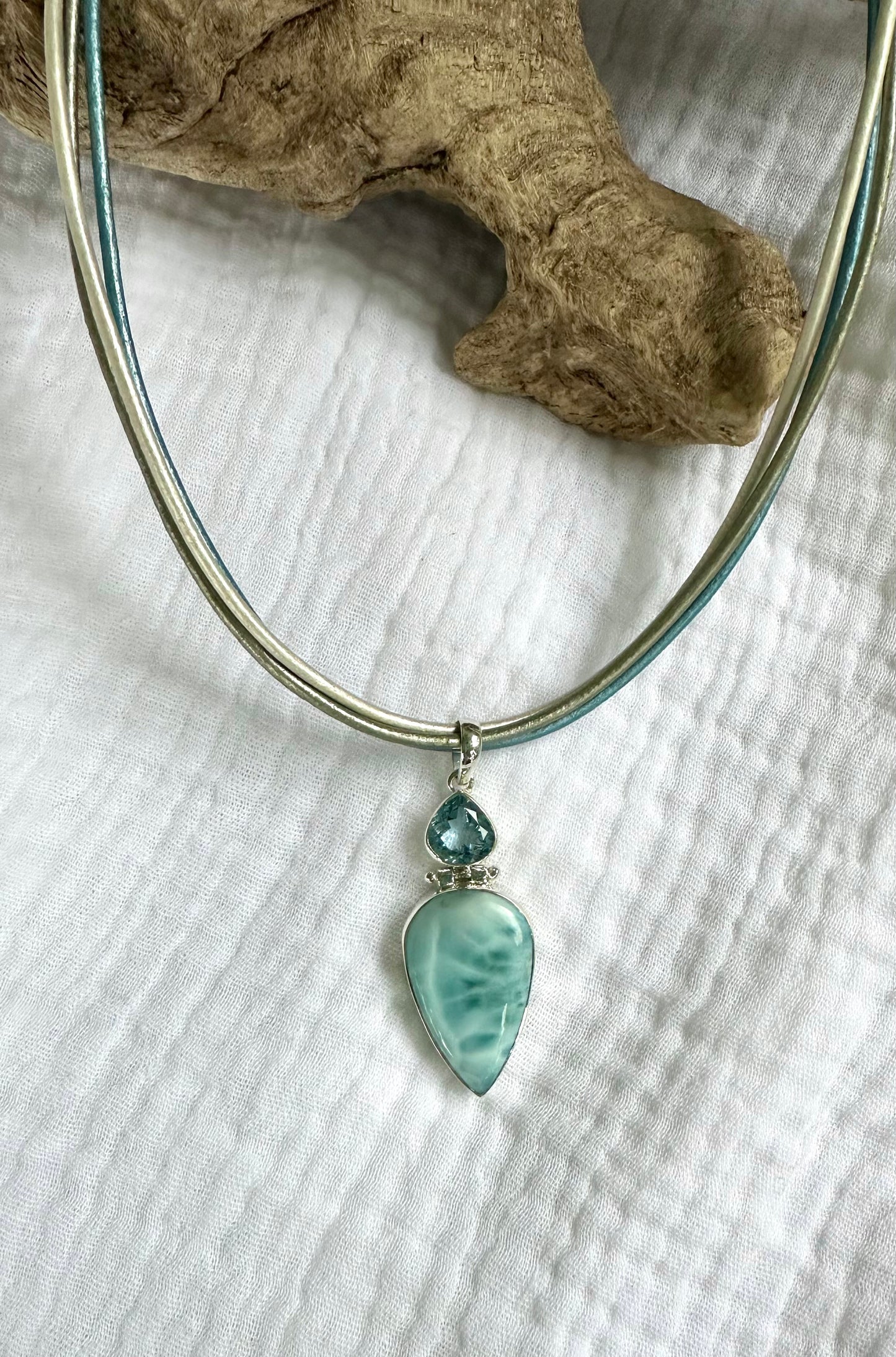 Larimar with Trillion Blue Topaz