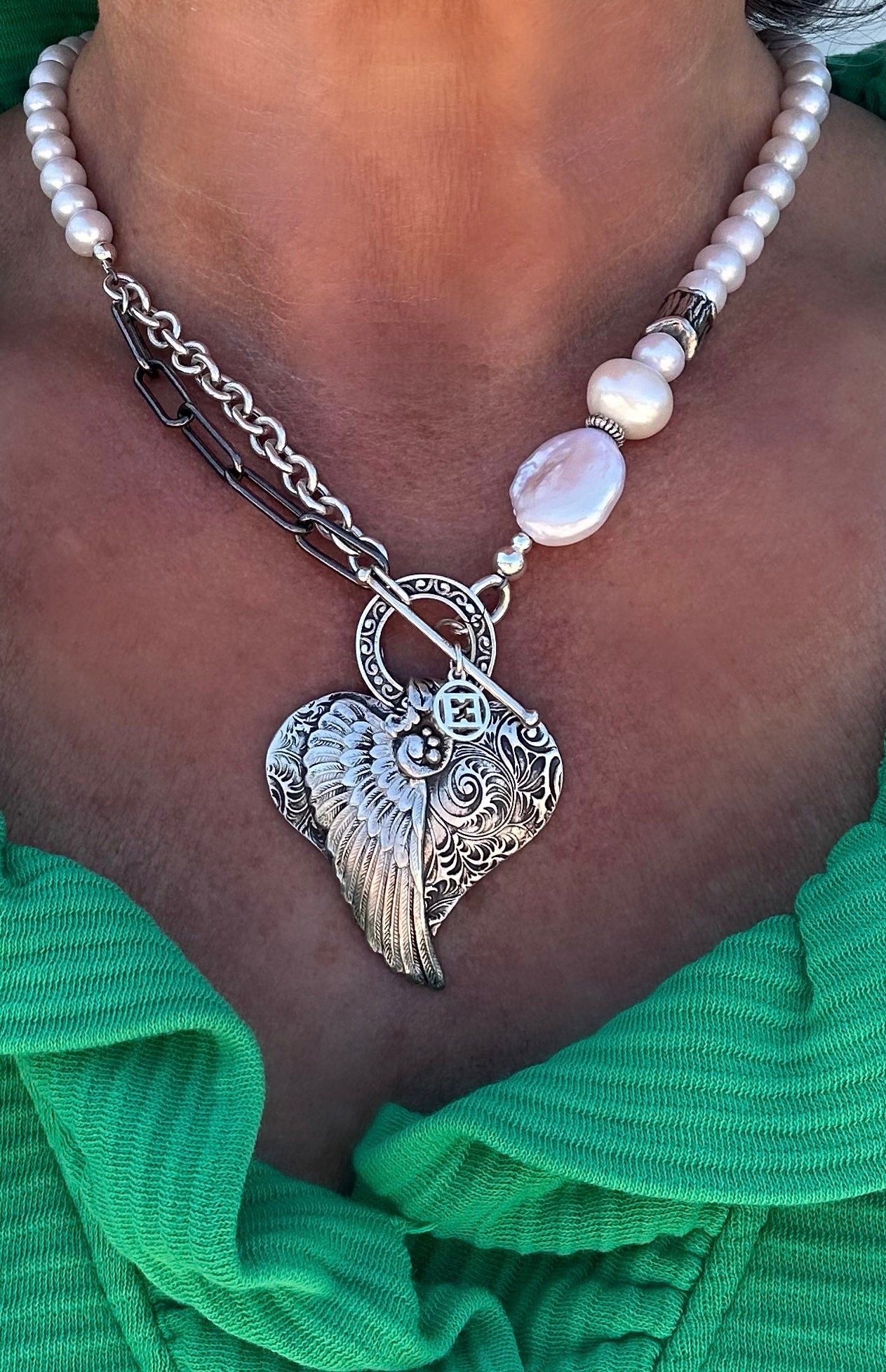 Artisan Heart with Wing Pendant