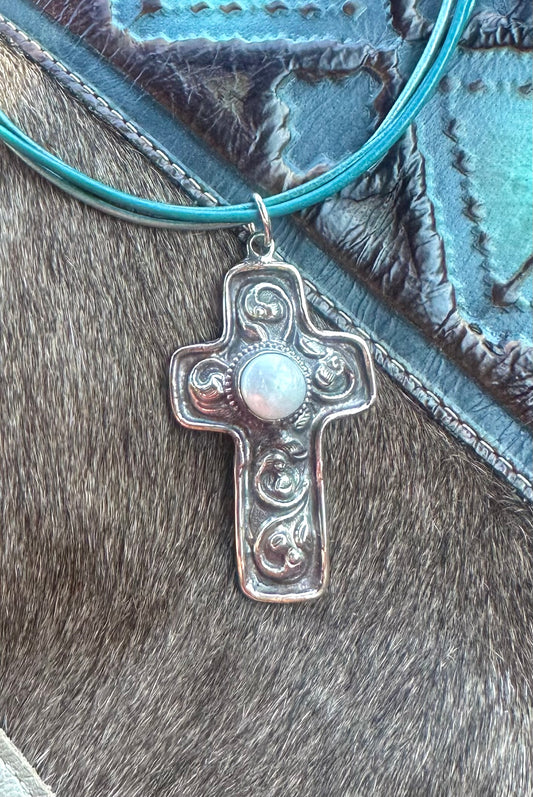 Embossed Cross with Pearl