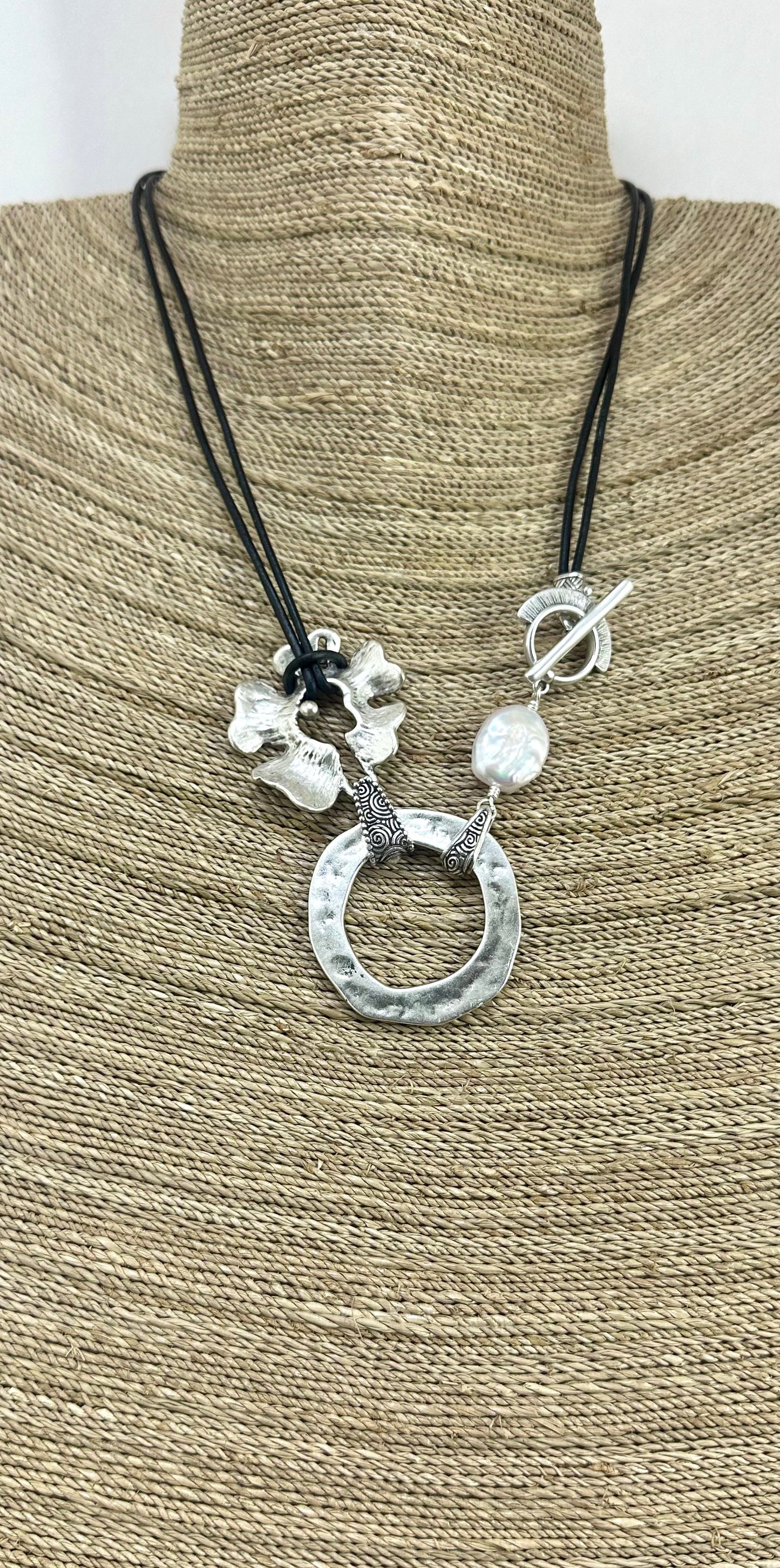 3 in 1 Necklace with Flower & Coin Pearl