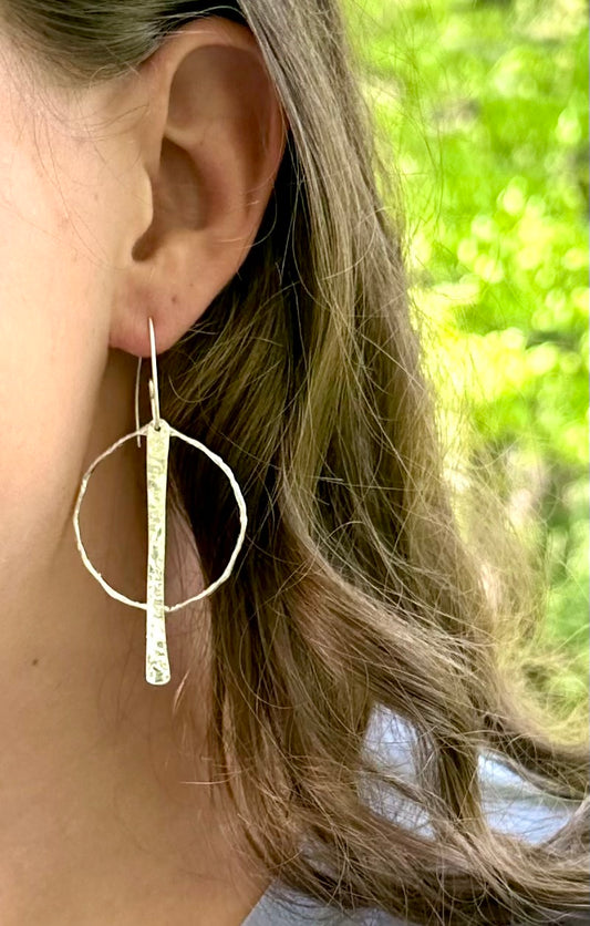 Circle with Hammered Bar Earrings