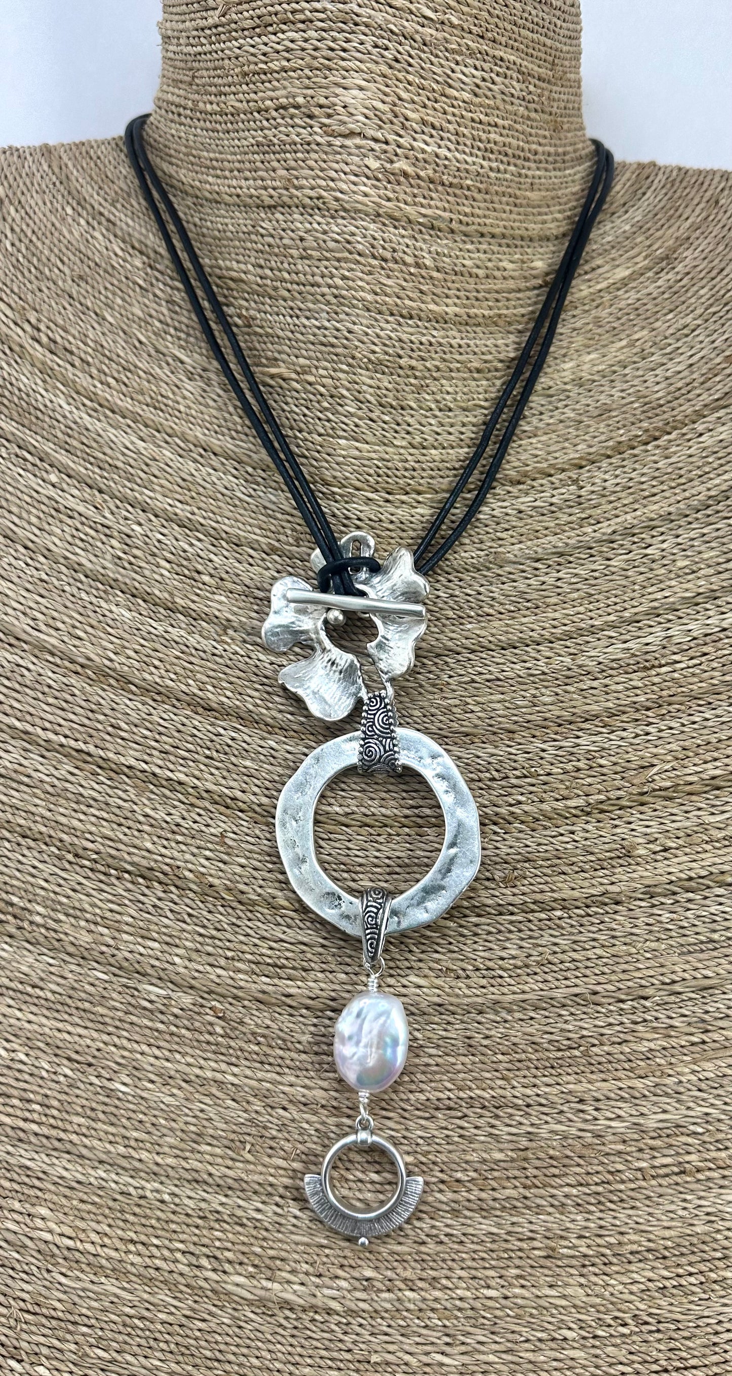 3 in 1 Necklace with Flower & Coin Pearl
