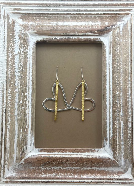 Silver and Gold Heart Earrings