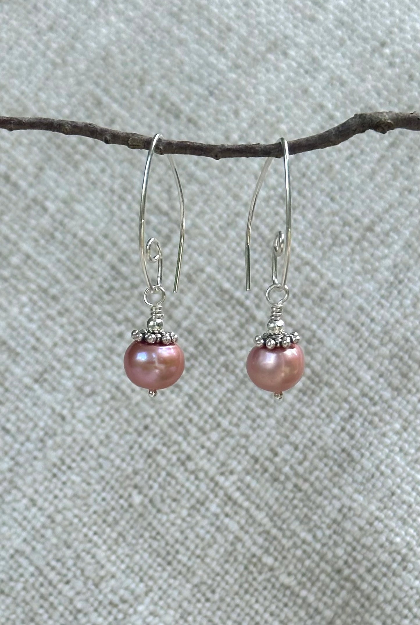 Simple Pink Pearl Earrings