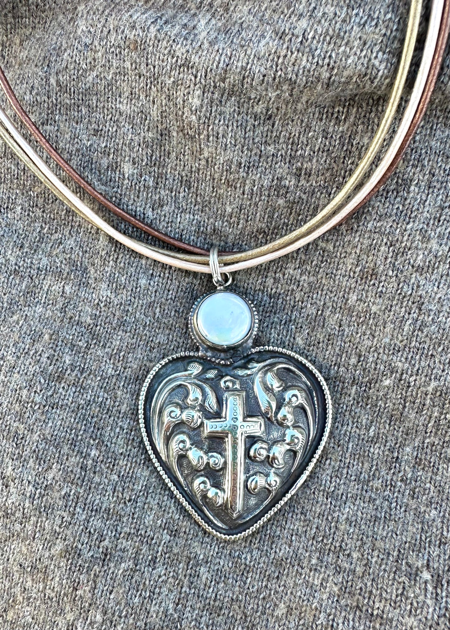 Boho Heart with Cross Necklace