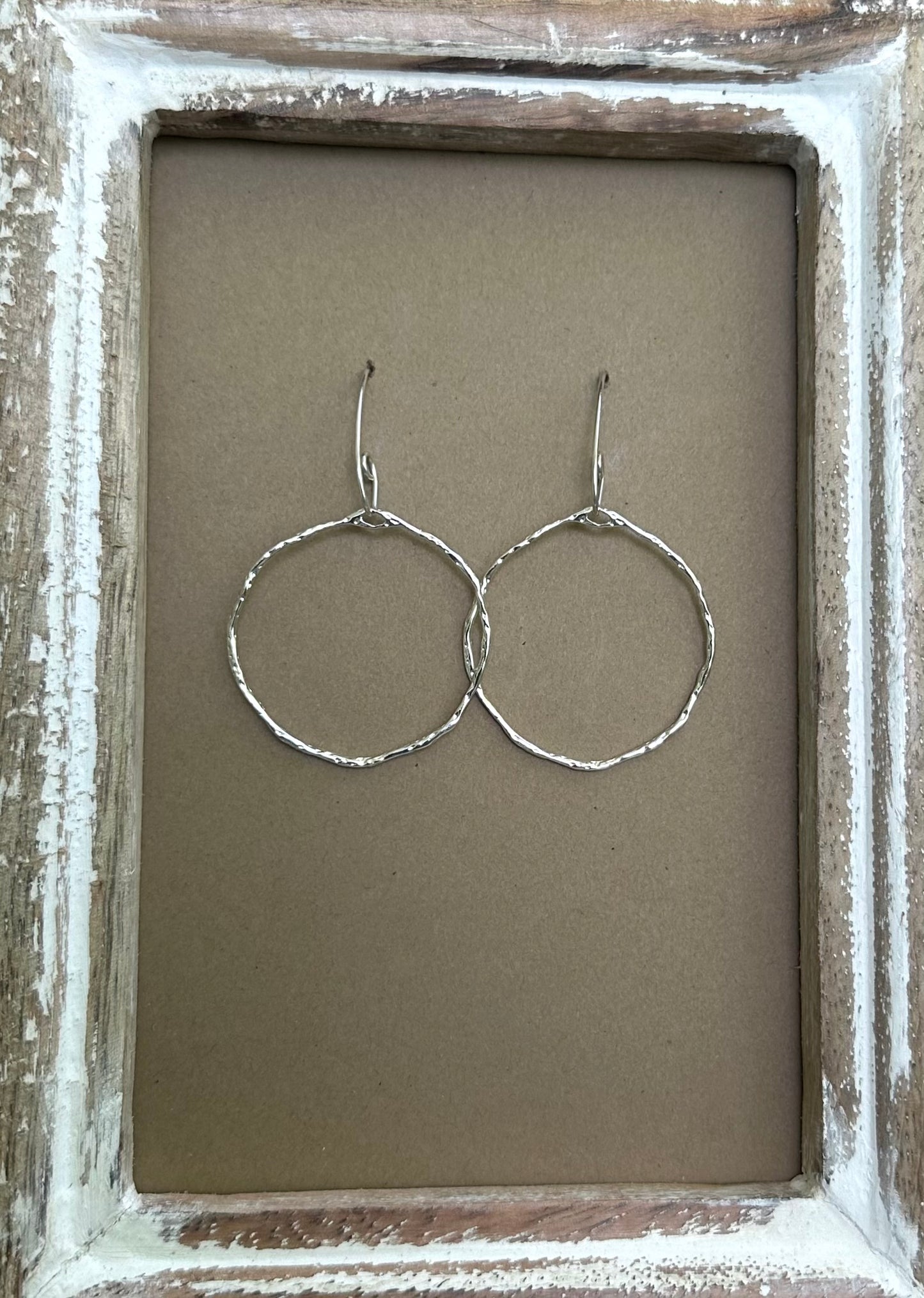 Circle with Hammered Bar Earrings