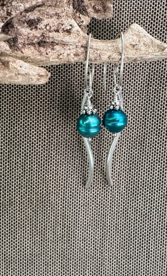 Brilliant Blue Pearl Earrings