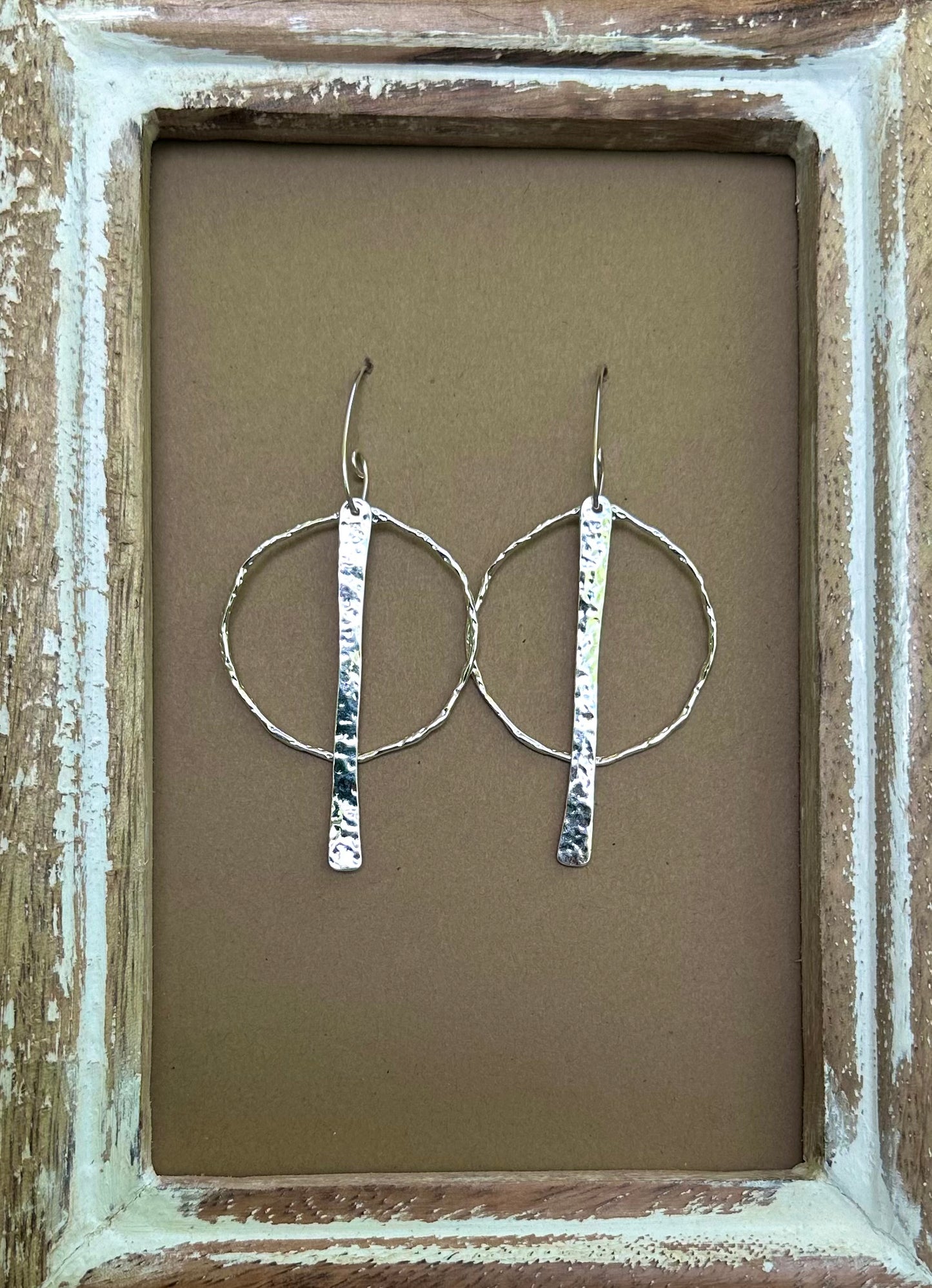 Circle with Hammered Bar Earrings