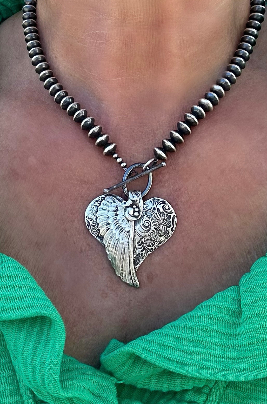 Artisan Heart with Wing Pendant