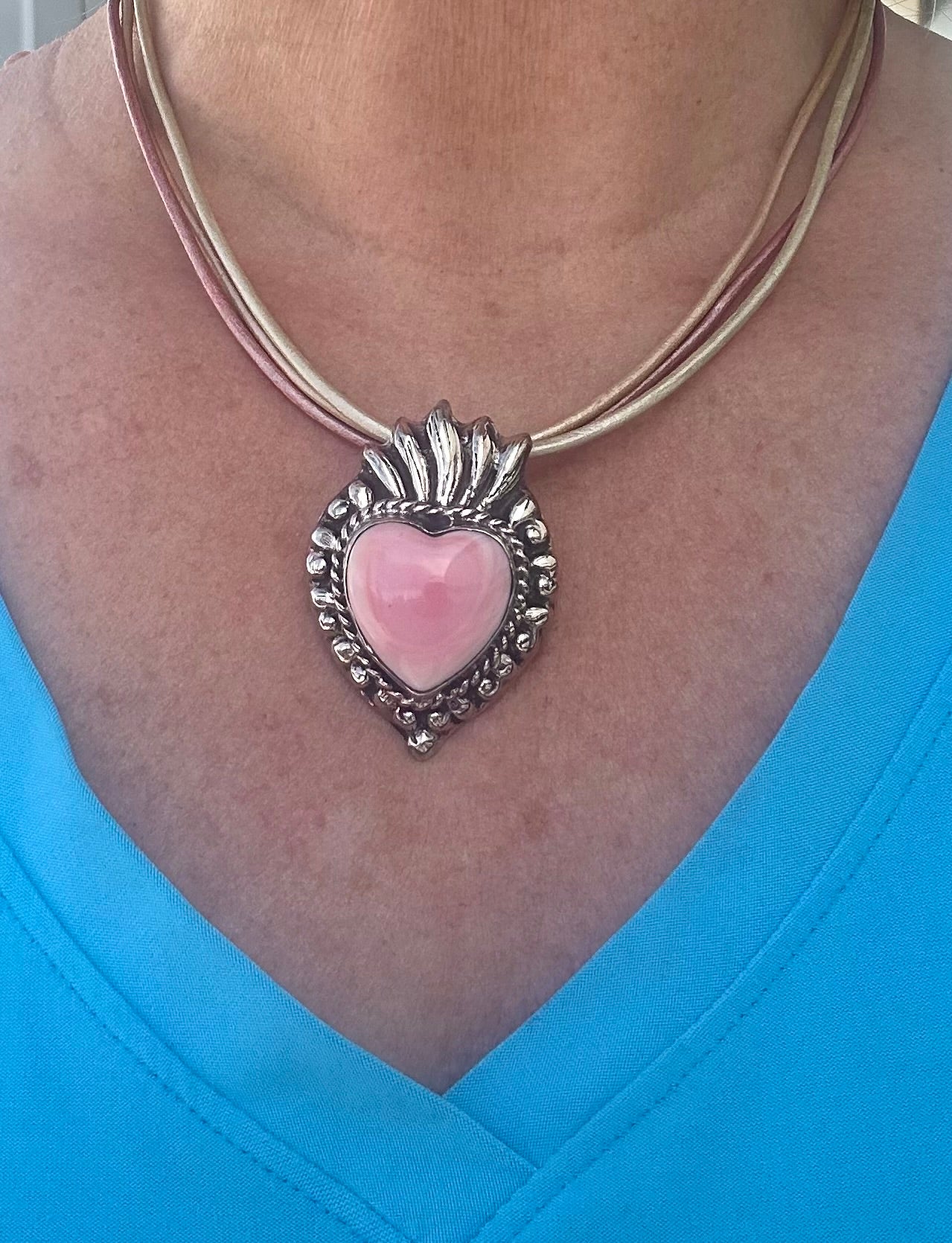 Pink Conch Heart Necklace