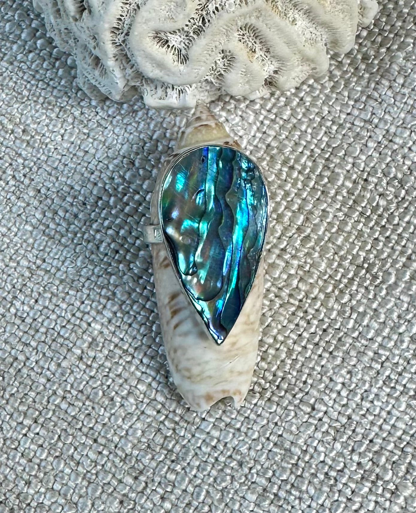 Teardrop Abalone Shell Ring