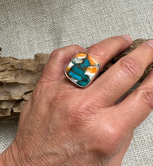 Spiny Oyster & Turquoise Ring