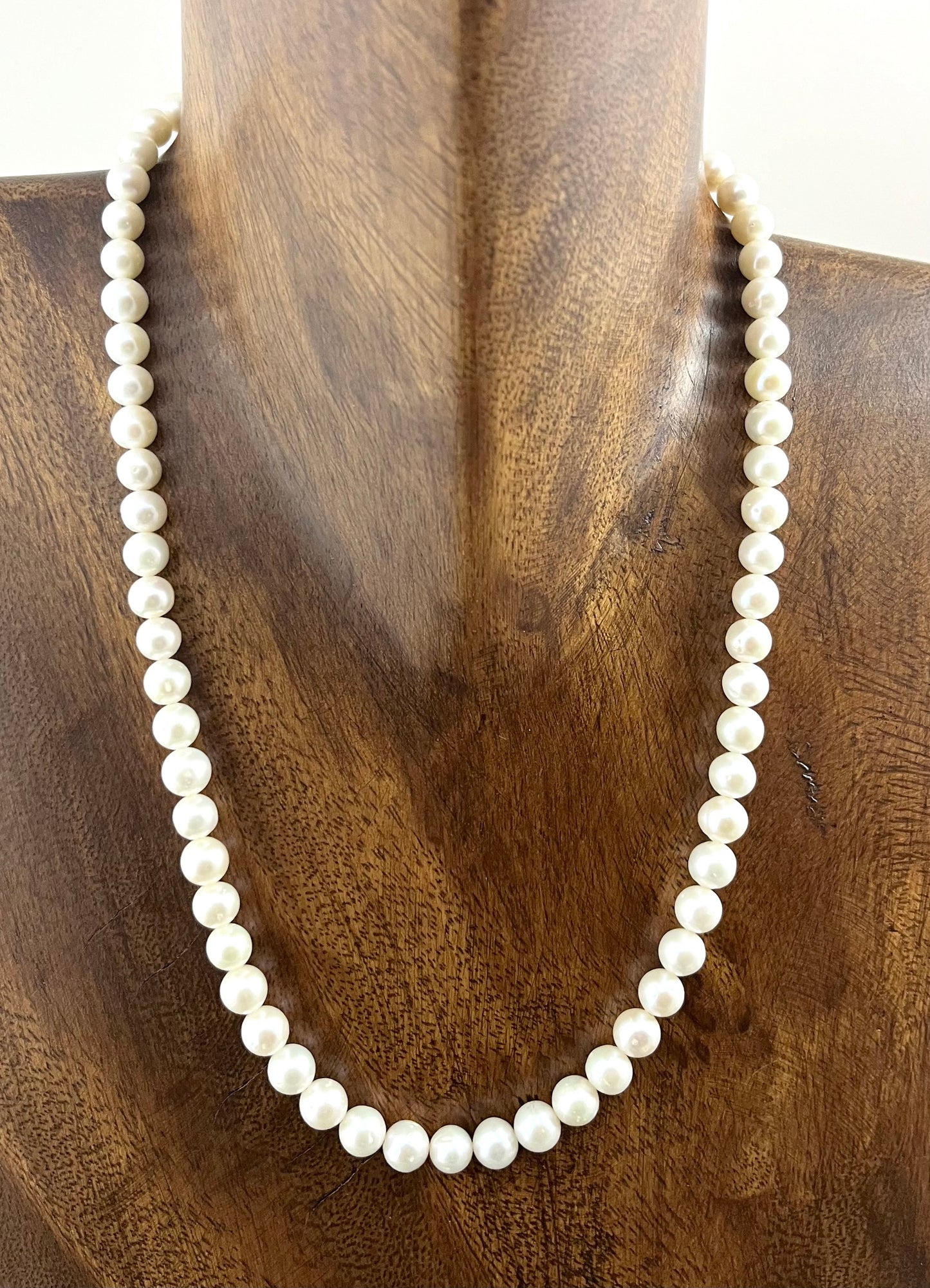 Pearl Necklace with Sterling Balinese and Pearl Slider