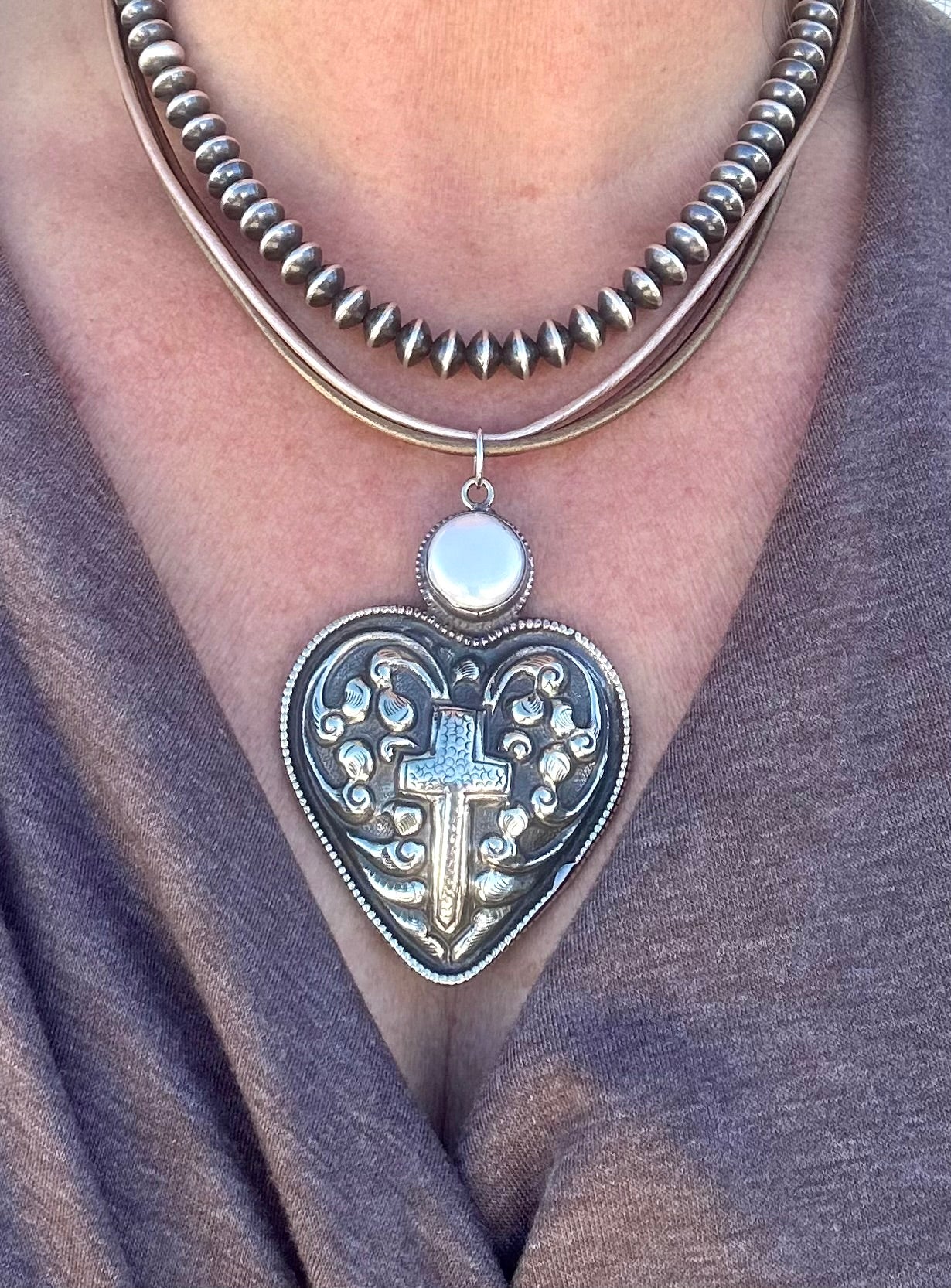 Boho Heart with Cross Necklace