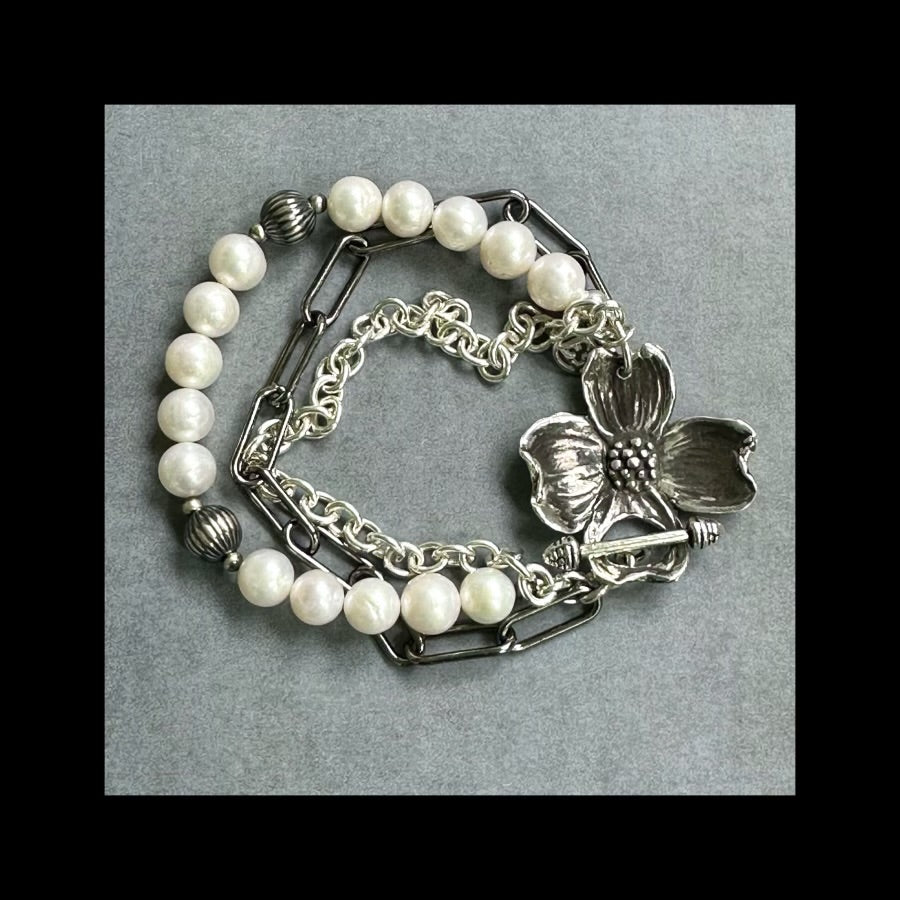 Dogwood Sterling and Pearl Bracelet