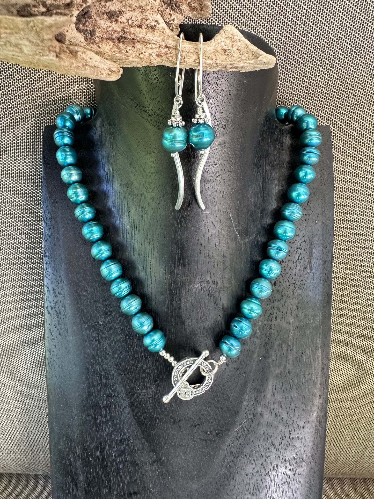 Brilliant Blue Pearl Earrings