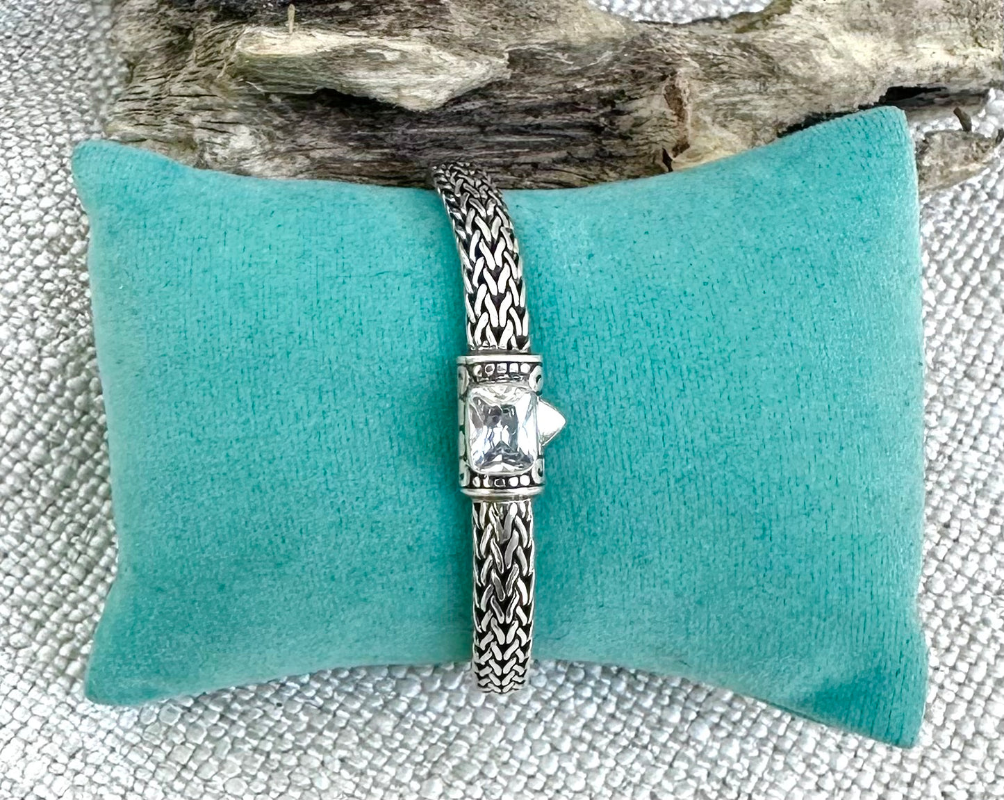 Rectangular CZ Bali Bracelet