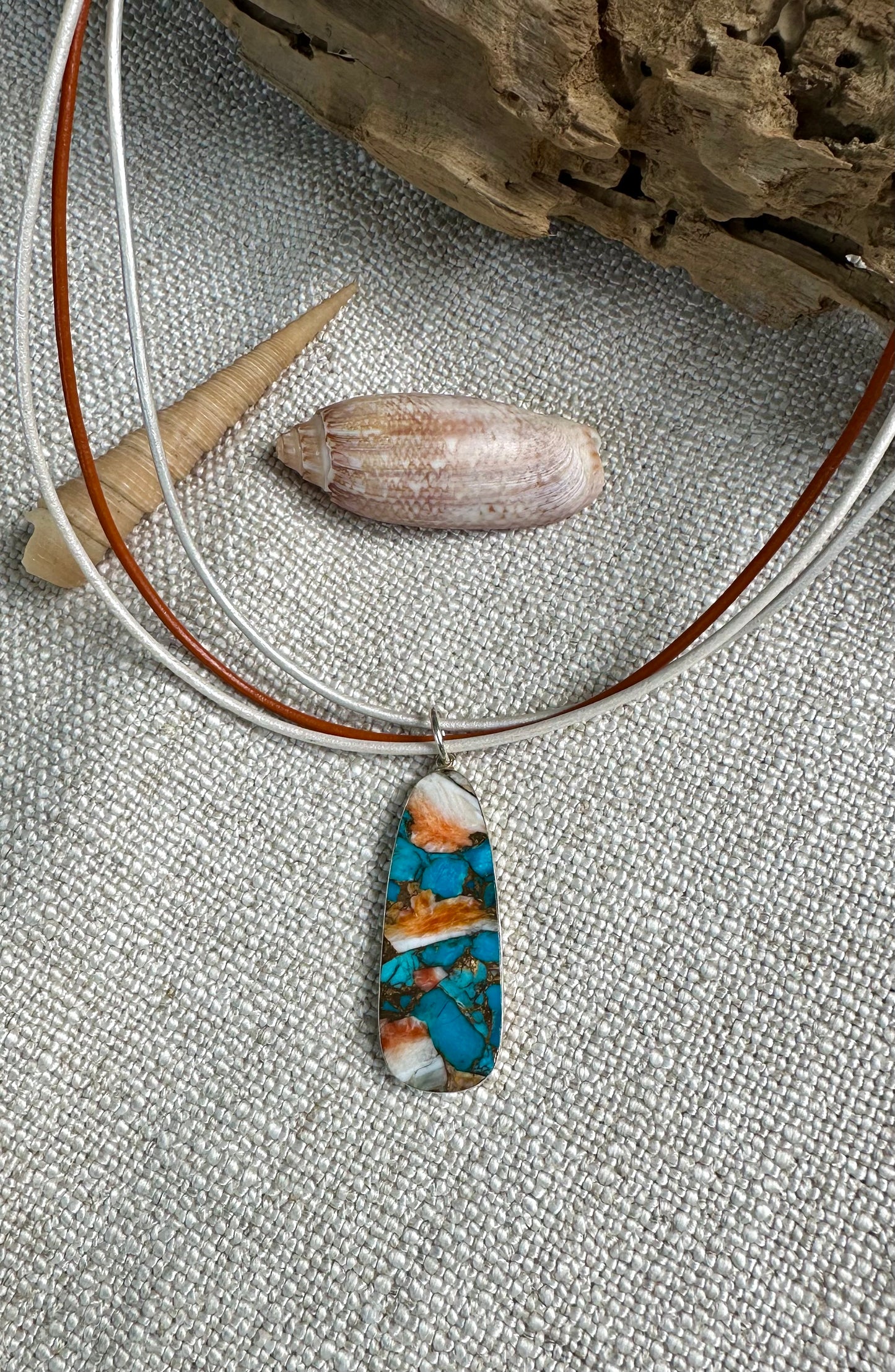 Spiny Oyster & Turquoise Matrix Necklace