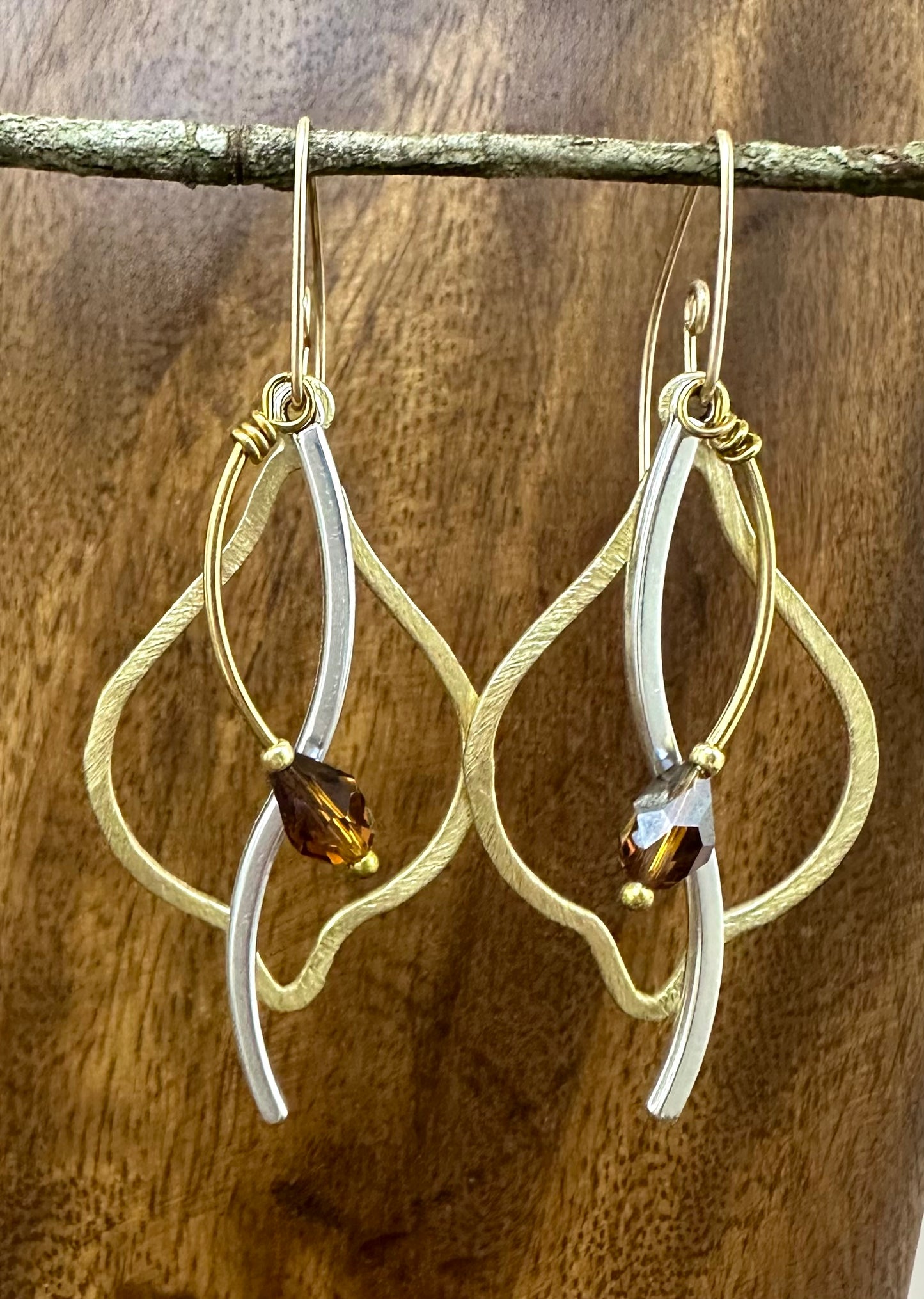 Gold and Silver Teardrop Earrings