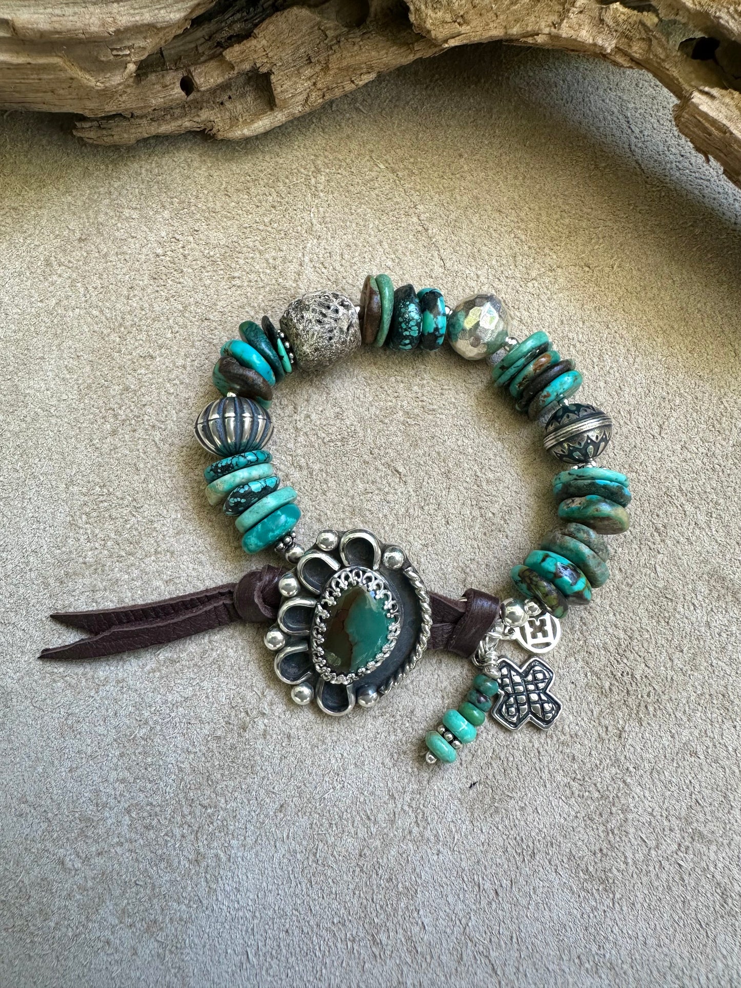 Sterling and Turquoise Button Bracelet