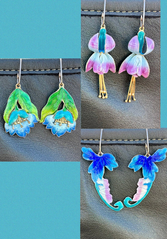 Enameled Floral Earrings