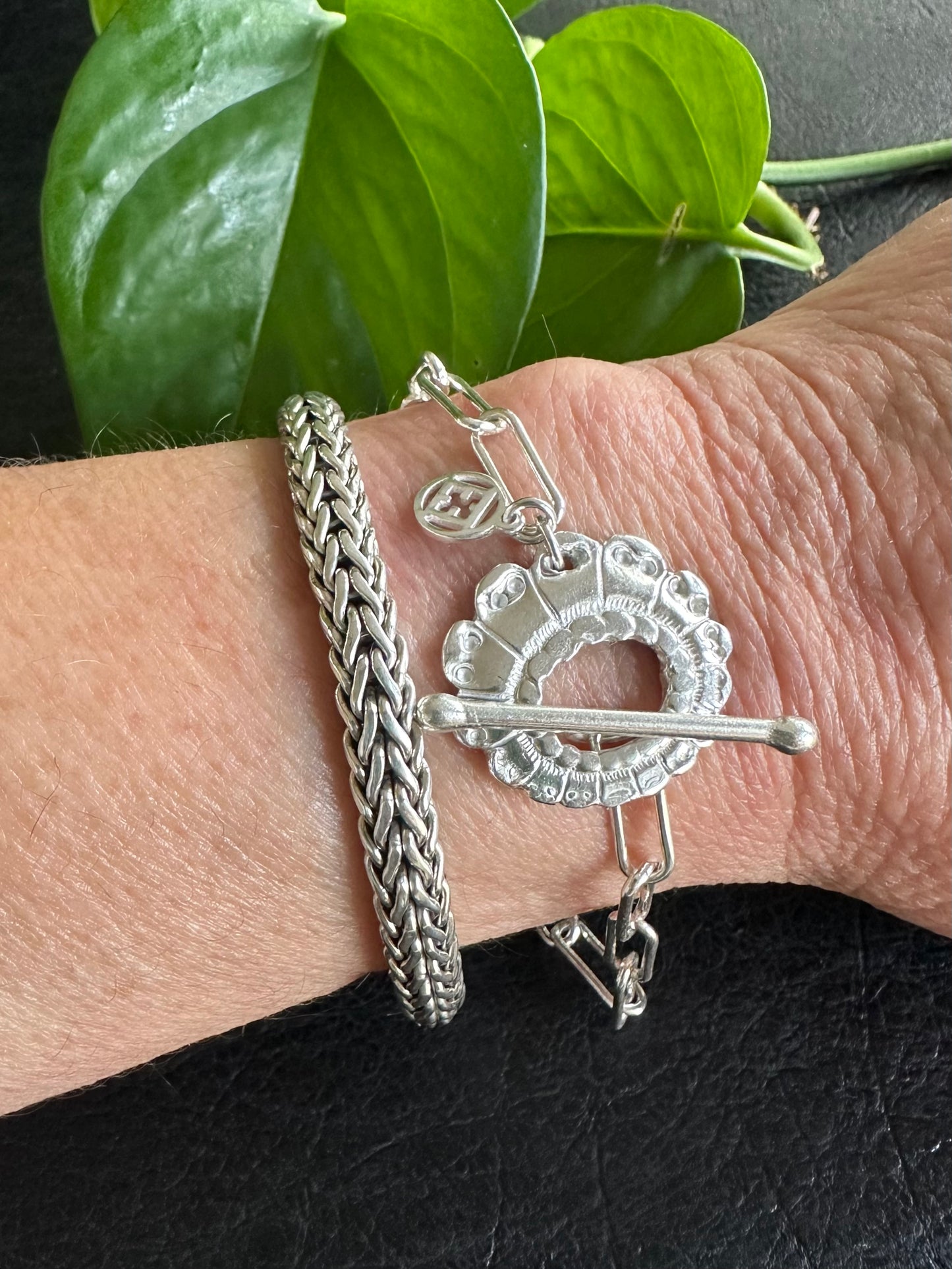 Artisan Flower and Paperclip Bracelet