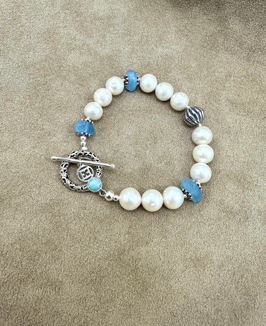 Pearl and Aquamarine Bracelet