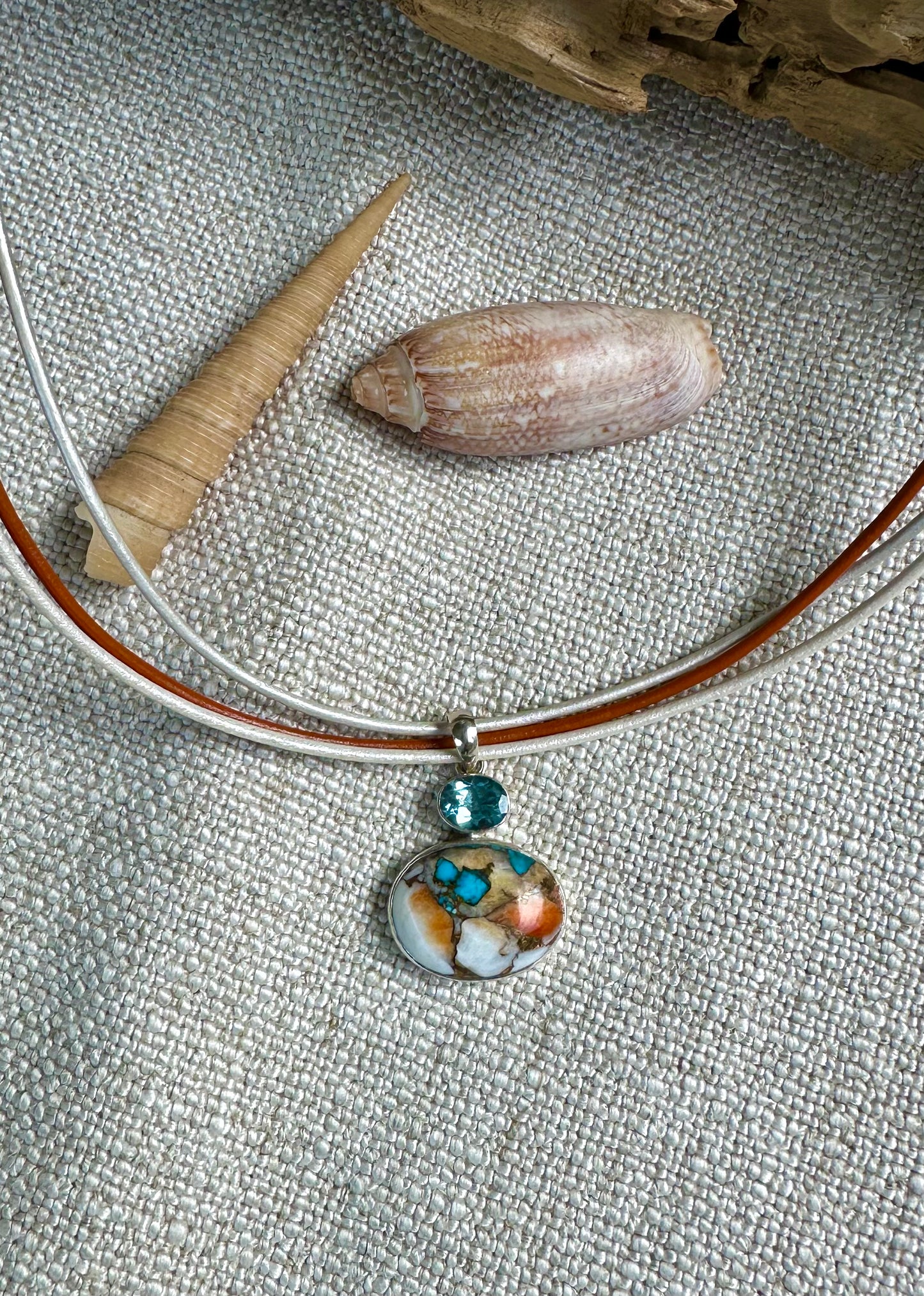 Spiny Oyster & Turquoise Matrix Necklace